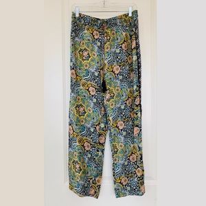 LOFT Wide Leg Print Pants with Tassels NWT
